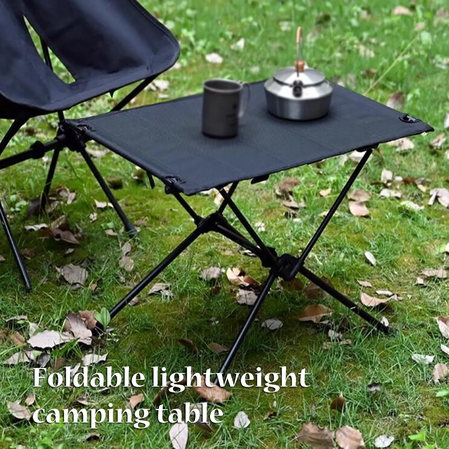 SOBOUR Lightweight Camping Table Cloth Roll-Up Picnic Tables Aluminum Frame Foldable Camping Table Easy to Assembly for Outdoor, Black-b