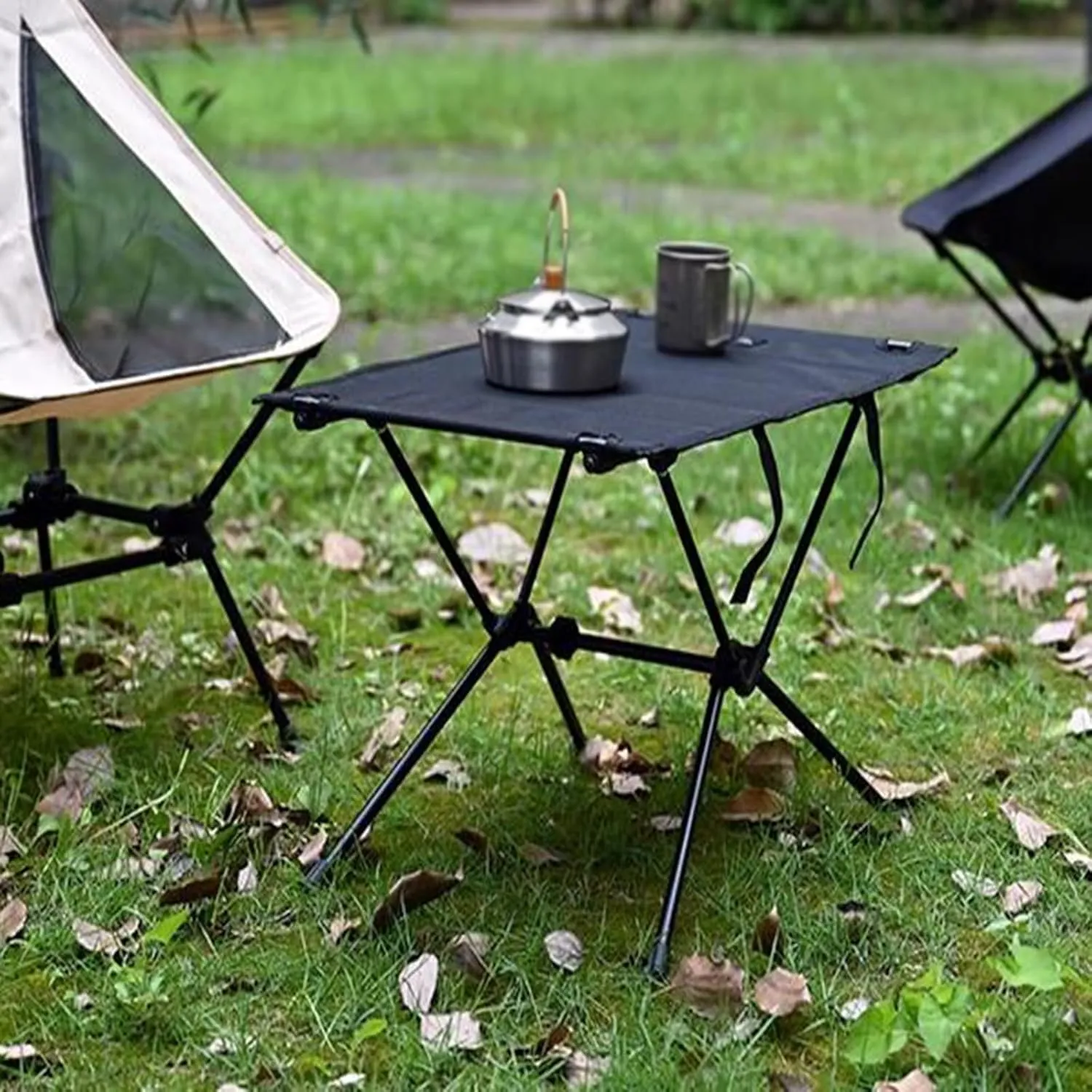 SOBOUR Lightweight Camping Table Cloth Roll-Up Picnic Tables Aluminum Frame Foldable Camping Table Easy to Assembly for Outdoor