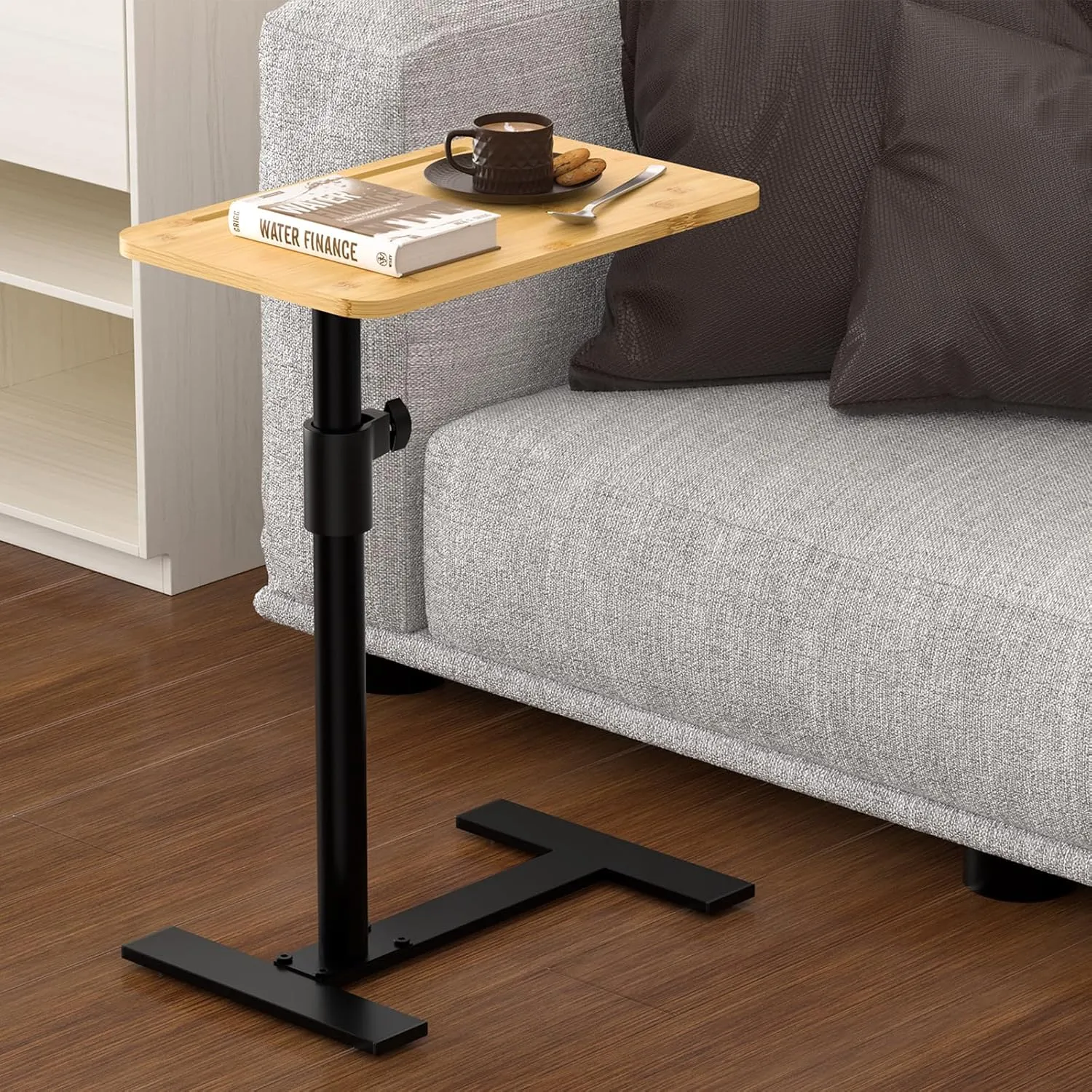 Sofa Armrest Tray Table - 360° Swivel TV Trays - Height Adjustable Side Table for Bed or Chair with Phone & Tablet Slots - End Tables for Small Spaces (Standard, Fair)