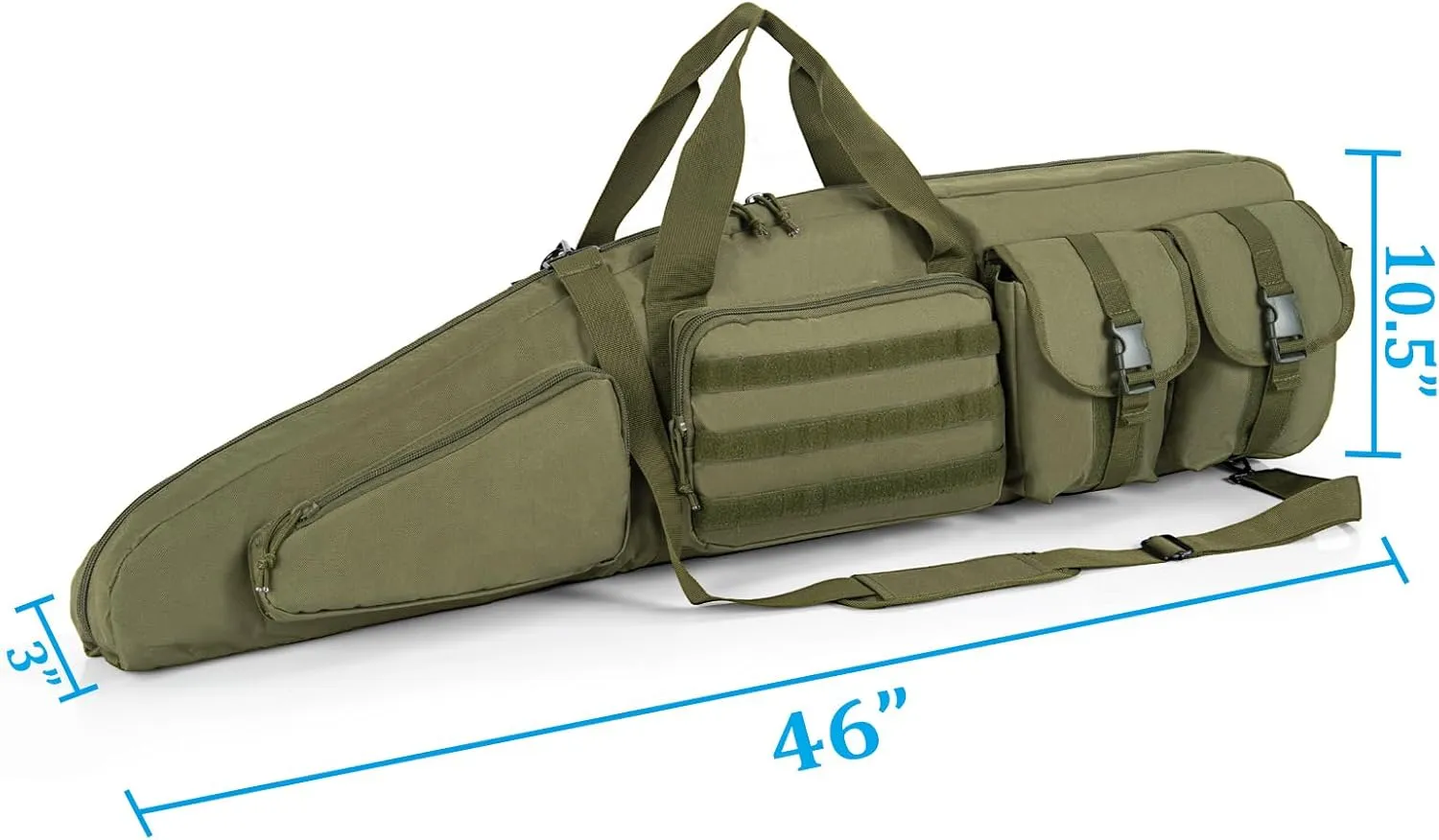 Soft Double Shotgun Rifle Case 38"/42"/46"/52" Long Rifle Bag for Hunting Shooting Range, Firearm Transportation, With Multiple Magazine Holder Pouches