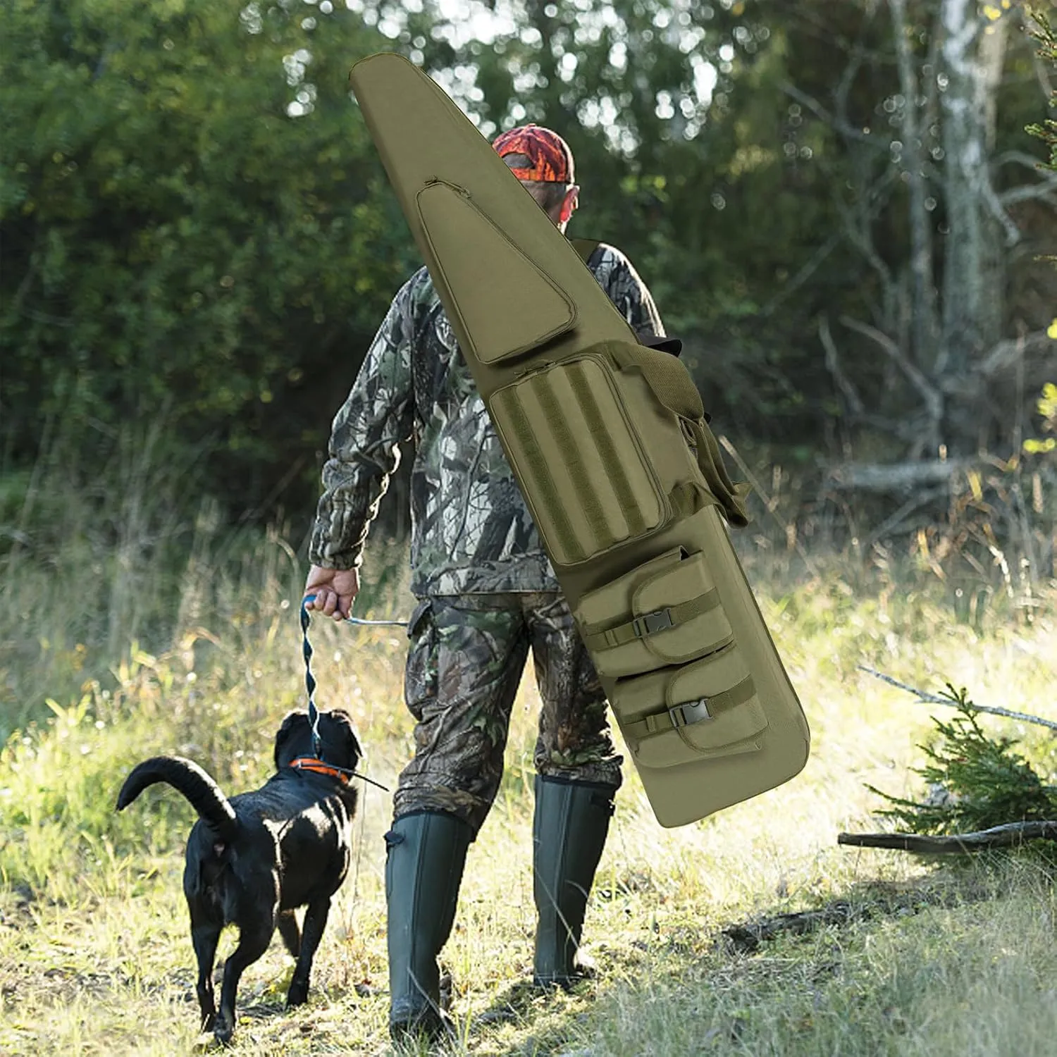 Soft Double Shotgun Rifle Case 38"/42"/46"/52" Long Rifle Bag for Hunting Shooting Range, Firearm Transportation, With Multiple Magazine Holder Pouches