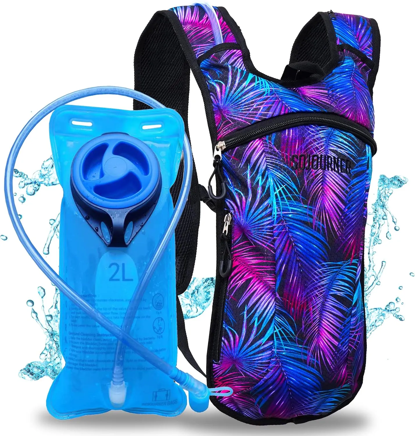 Sojourner Rave Hydration Pack - Hydration Backpack - Hydropack with 2L Bladder - Water Backpack for Festivals, Hiking, Running, Biking and More