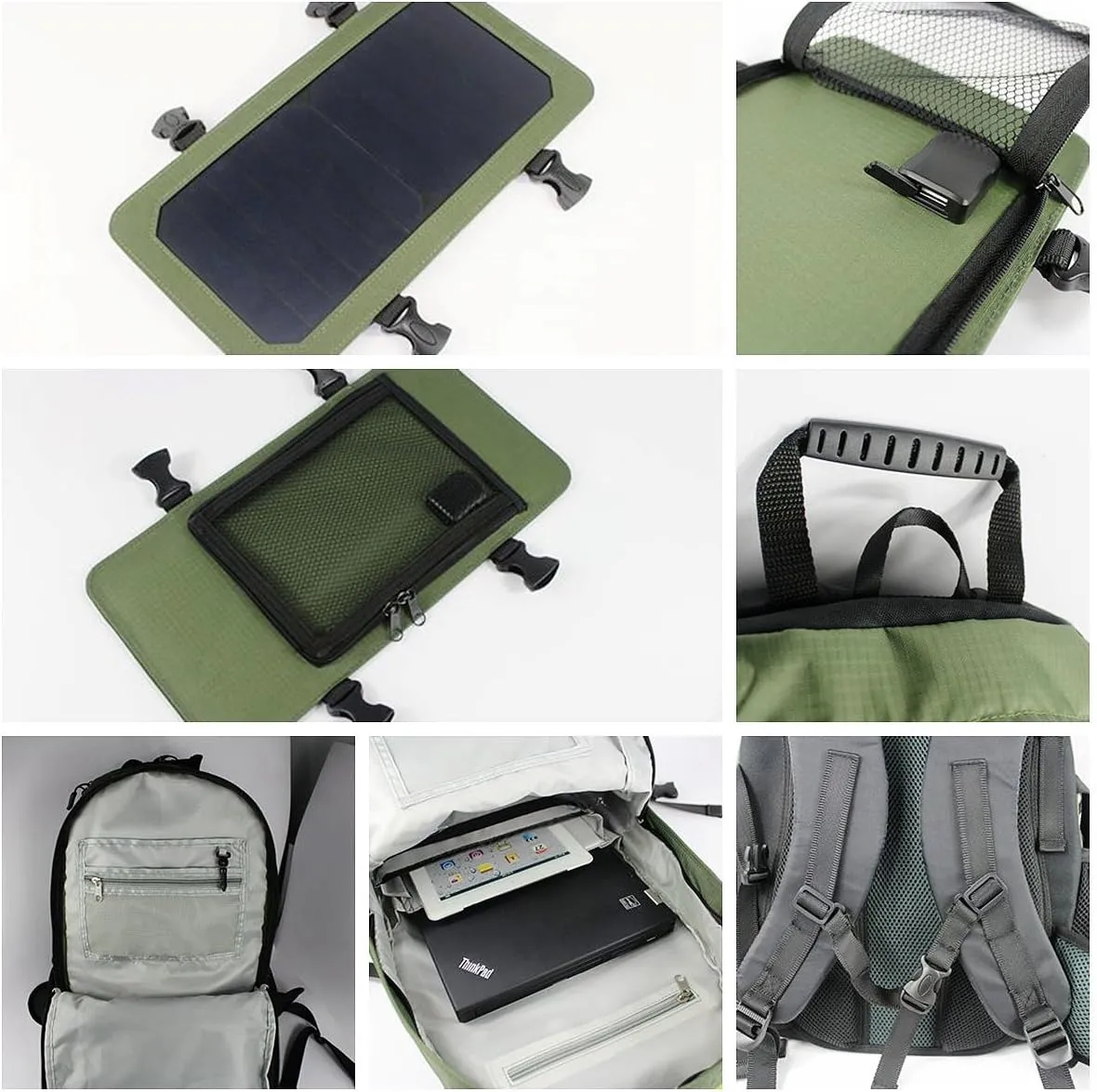 Solar Backpack 7W Solar Panel Charge for Cell Phones and 5V Device Power Supply