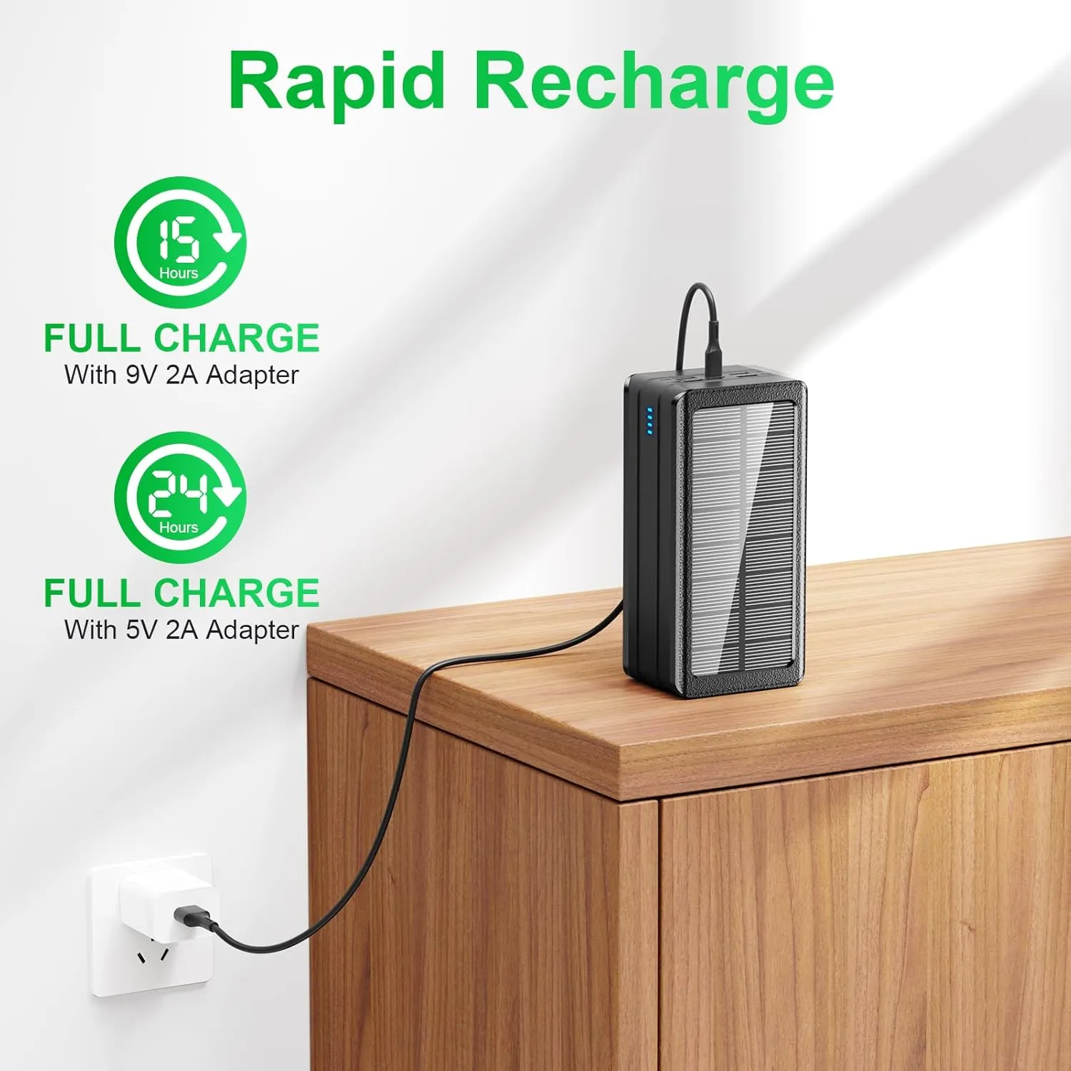 Solar Charger Power Bank 81000mAh Portable Charger USB-C in/Output PD 22.5W QC3.0 Fast Charging 5 Out Ports Battery Pack Built-in 32 Led Flashlights for iPhone Samsung Tablet Camping