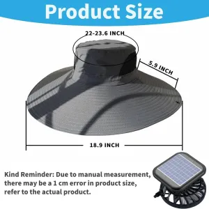Solar Fan Hat, Wide Brim Solar Fan Outdoor Fishing Hat Sun Hat for Men with 2 Solar Fan Fishing Hats, UPF 50 