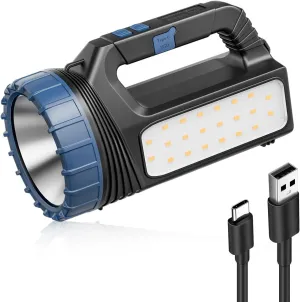 Solar Flashlights, Solar Flashlight for Multi Function 8000 Lumens Led Flashlight with Emergency Strobe Light Emergencies, Led High Lumens, USB C and Large Capacity Battery Fast Charging