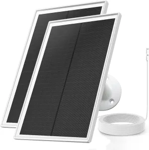 Solar Panel Charger for Arlo Essential 2K Outdoor(2nd Gen)/Essential XL Camera(2nd Gen)/Essential Spotlight, 5V 6W Continuously Charging, 9.8ft Cable, Weatherproof (2Pack)