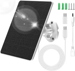 Solar Panel for Ring Camera, 5W Solar Charger Compatible with Ring Spotlight Cam Plus/Pro(Battery) and All-New Stick Up Outdoor Cam Battery with 10ft Long Cable