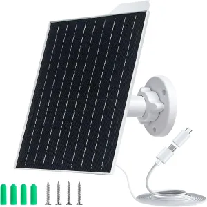 Solar Panel for Security Camera 5V,Solar Charger for Ring Camera 10W,USB with C Port &Micro,Ring Doorbell Solar Charger with Adjustable Mounting Waterproof,9.8ft Long Fast Charging Cable(2 Pack)
