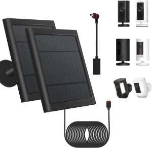 Solar Panel Outdoor for Ring Cameras With 10ft/3m Cable, 2-Pack, Compatible With Spotlight Cam Plus/Pro, Ring Stick Up Cam/Pro Battery, Spotlight Battery