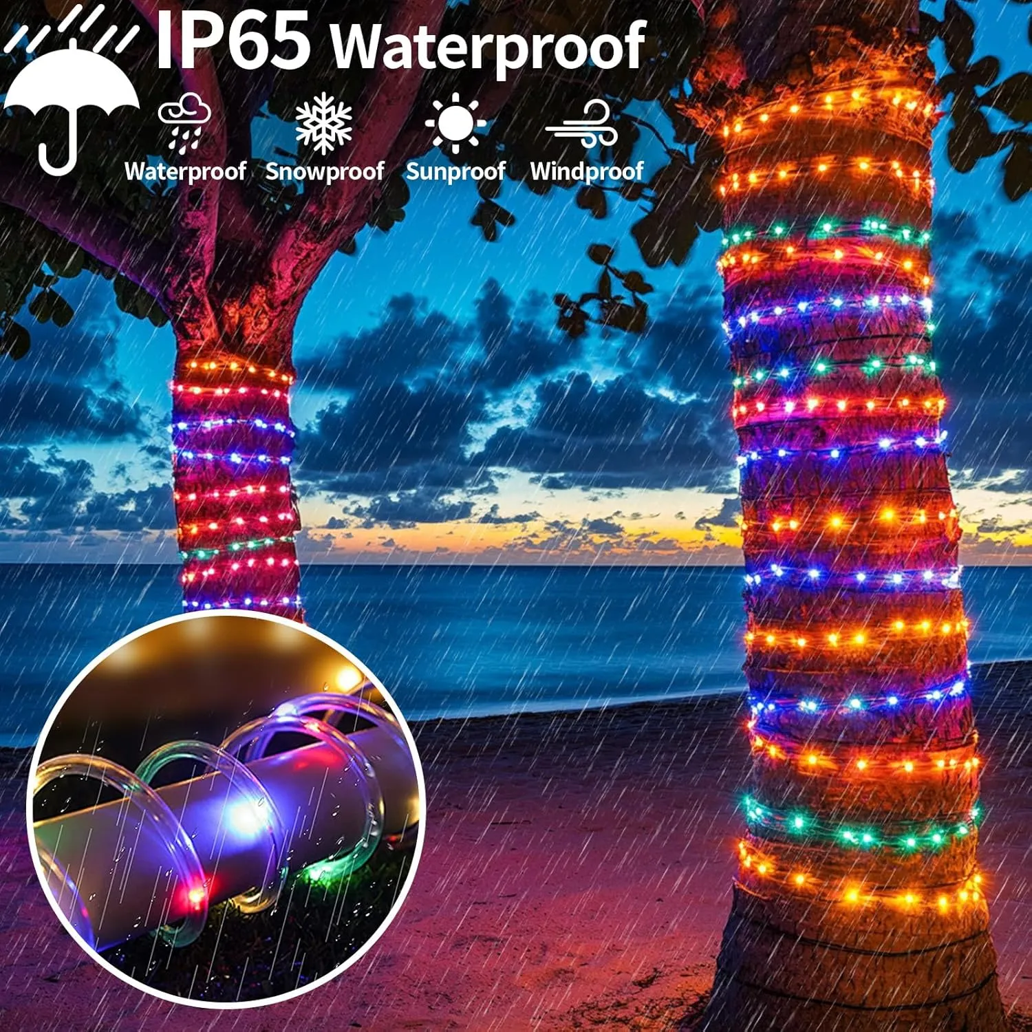 Solar Rope Lights Outdoor Waterproof 99Ft 300LED Tube String Lights with USB Rechargeable Timer 8 Modes Dimmable Twinkle Fairy String Light for Garden Yard Home Party Wedding Christmas