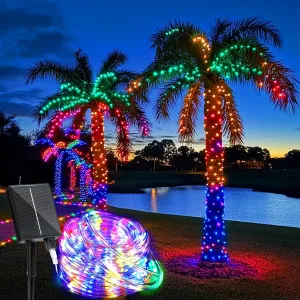 Solar Rope Lights Outdoor Waterproof 99Ft 300LED Tube String Lights with USB Rechargeable Timer 8 Modes Dimmable Twinkle Fairy String Light for Garden Yard Home Party Wedding Christmas