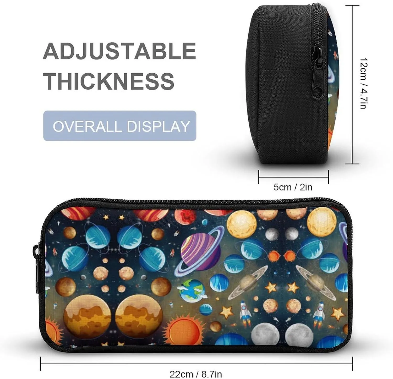 Solar System Backpack with Lunch Box & Pencil Case for Kids Girls Boys School, 16 Inch Cute Planet Bookbag, School Backpack for Students Children, Lightweight, Large Capacity