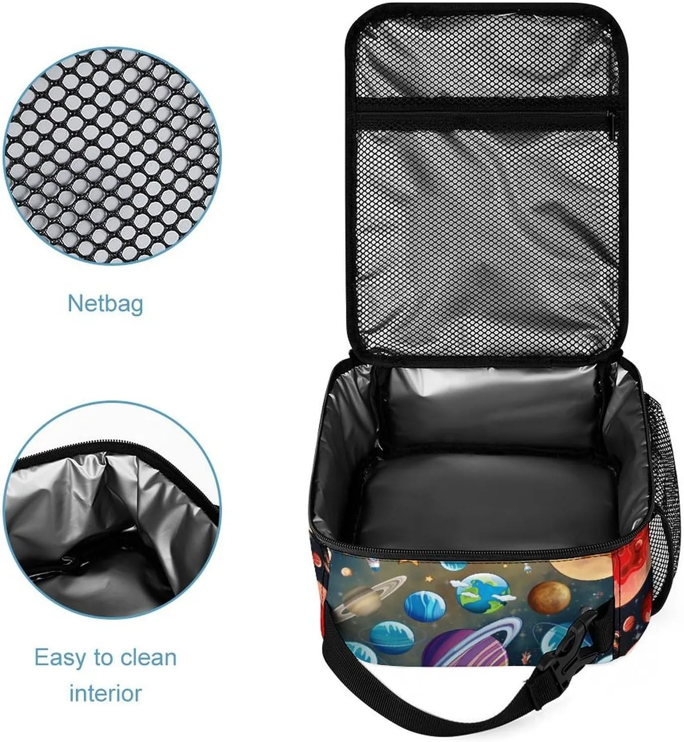 Solar System Backpack with Lunch Box & Pencil Case for Kids Girls Boys School, 16 Inch Cute Planet Bookbag, School Backpack for Students Children, Lightweight, Large Capacity