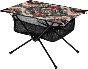 Southwestern Navajo Tribal Portable Folding Camping Table, Compact Lightweight Beach Table with Carrying Bag for Outdoor Picnics, BBQs, Camp
