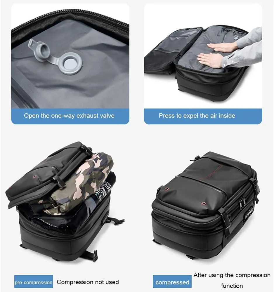Spacevacpro Backpack, Expandable Multifunctional Large Capacity, Travel Backpack With Vacuum Water Resistant (Gray)