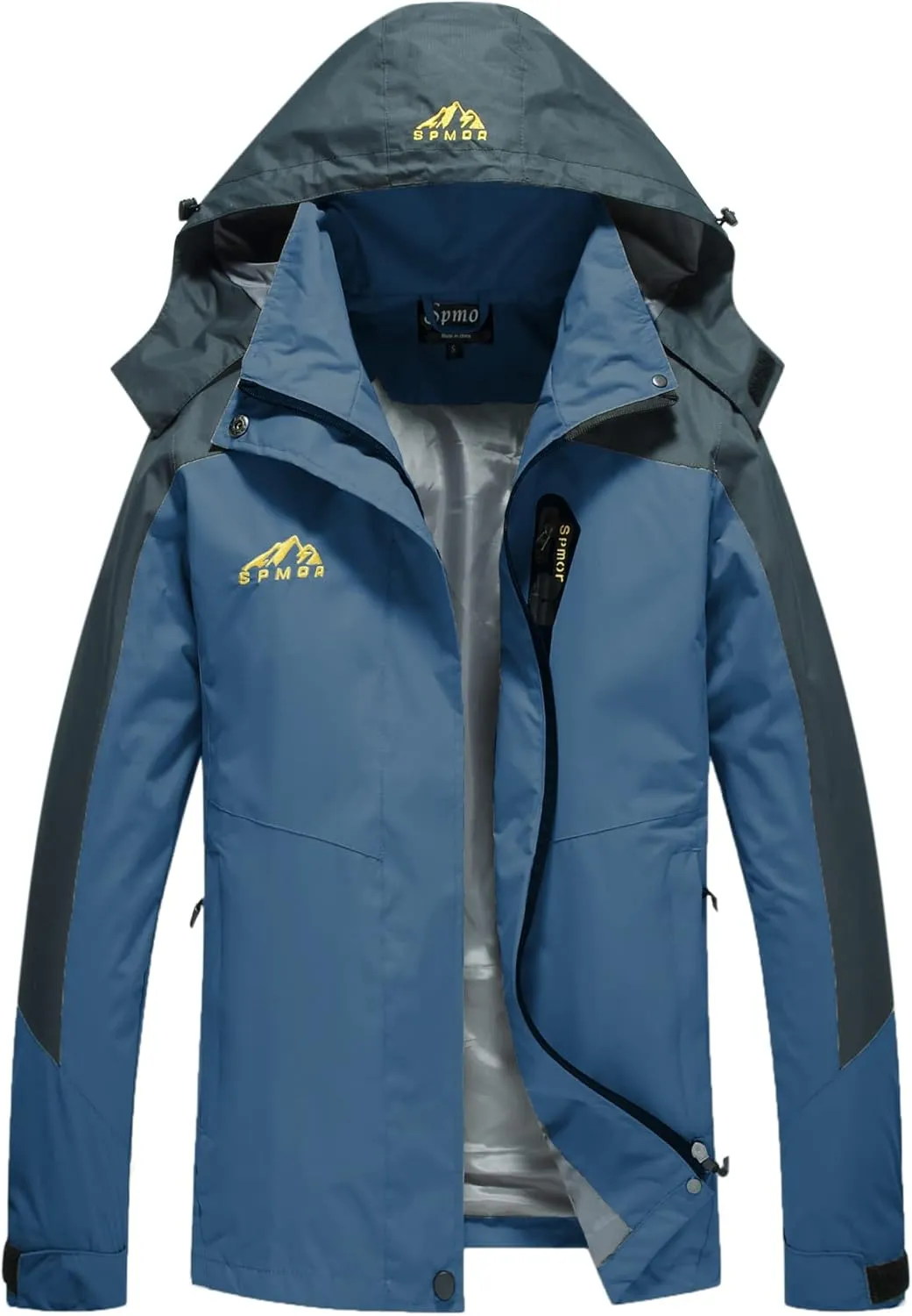 Spmor Women's Waterproof Rain Jacket Windproof Hooded Windbreaker Lightweight Raincoat