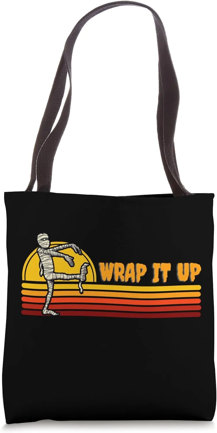 Spooky Halloween Mummy Design Wrap It Up with Fun and Fright Tote Bag