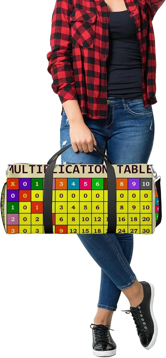 Sports Gym Bag for Women and Men Waterproof Multiplication Table Template Duffel Bag Lightweight Carryon Traveling Boarding Gripsack