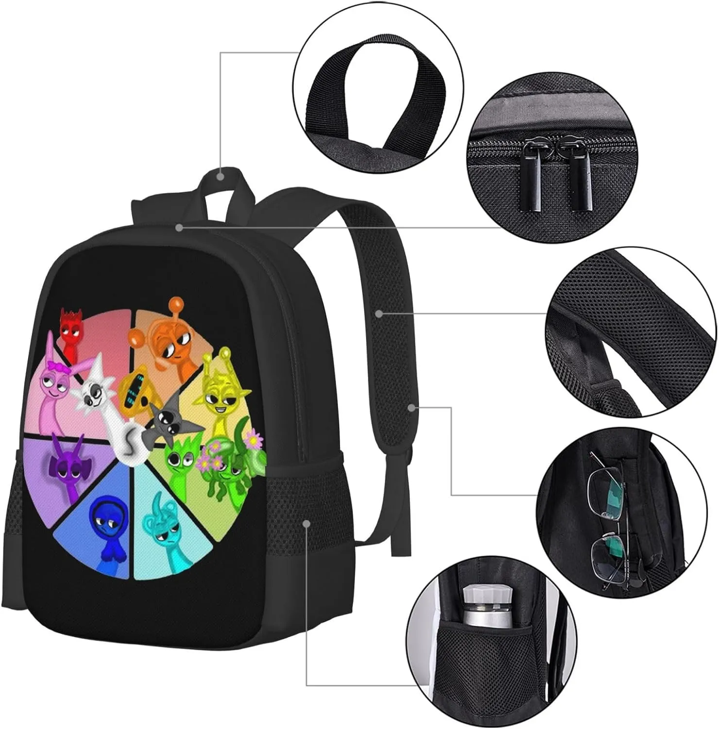 Sprunki Backpack Fashion Casual Travel Bag Classic Print Backpack