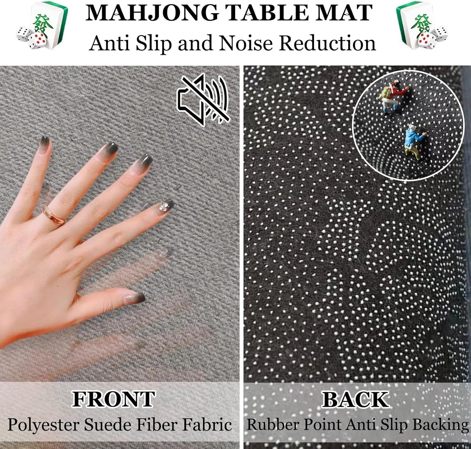 Square Thick Mahjong Table mat with Storage Bag, Lightweight Anti Slip Noise Reduction Table Cover, Board Card Dominoes Tile Game mat(Blue,23.62x23.62 in)