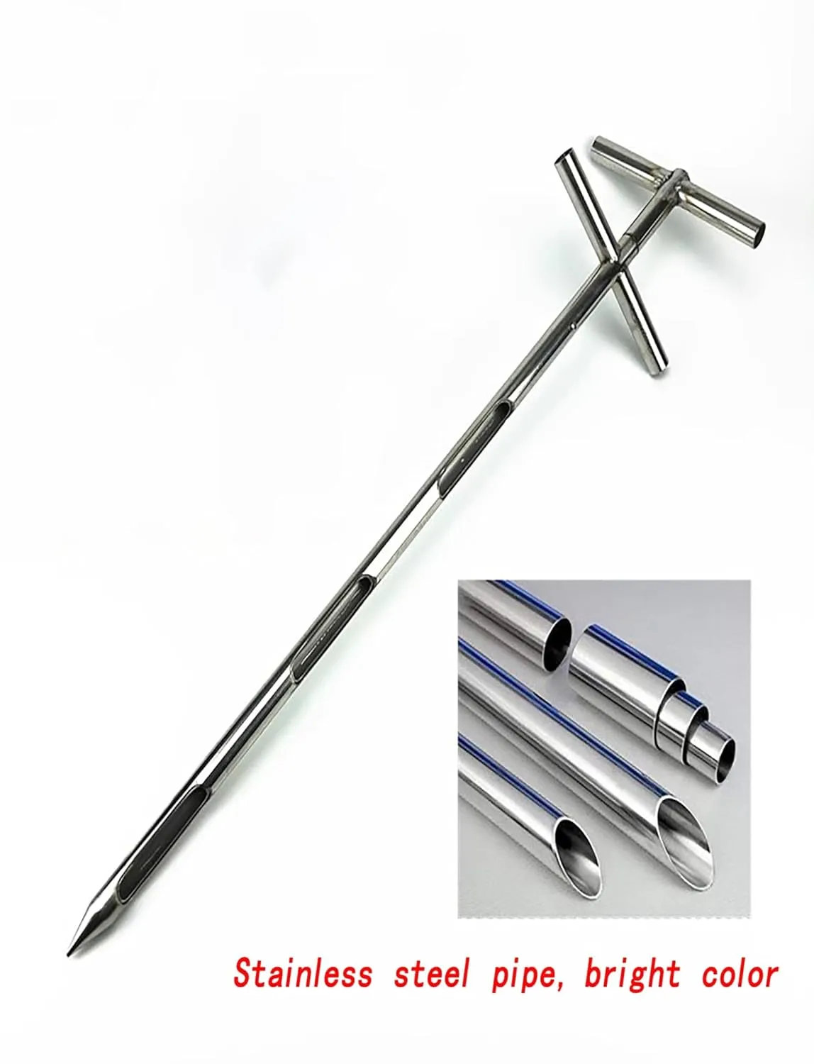 Stainless Steel Grains Powder Sampler Probe Rotary Handle Granule Solid Sack Bag Sampling Thief Double Tubes(3.2cm,300CM/118IN)