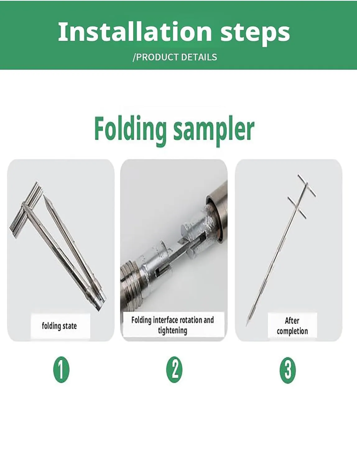 Stainless Steel Grains Powder Sampler Probe Rotary Handle Granule Solid Sack Bag Sampling Thief Double Tubes(3.2cm,300CM/118IN)