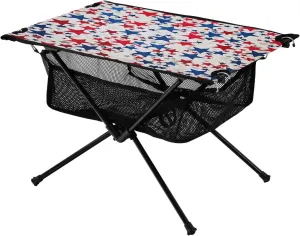 Stars Pattern Portable Folding Camping Table, Compact Lightweight Beach Table with Carrying Bag for Outdoor Picnics, BBQs, Camp