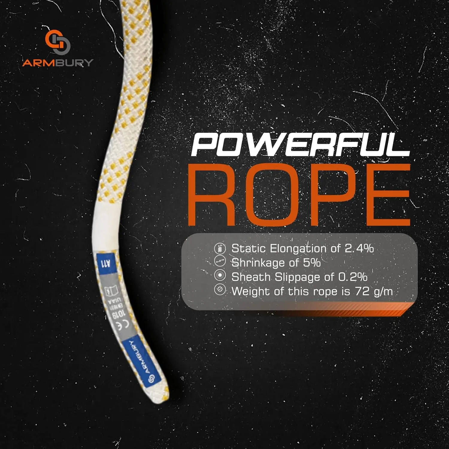 Static Climbing Rope - High Strength Single Climbing Safety Rope Ideal for Rescue Activities Caving Rappelling/Abseiling Hauling and Ascending (11x200,Yellow)