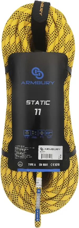 Static Climbing Rope - High Strength Single Climbing Safety Rope Ideal for Rescue Activities Caving Rappelling/Abseiling Hauling and Ascending (11x200,Yellow)