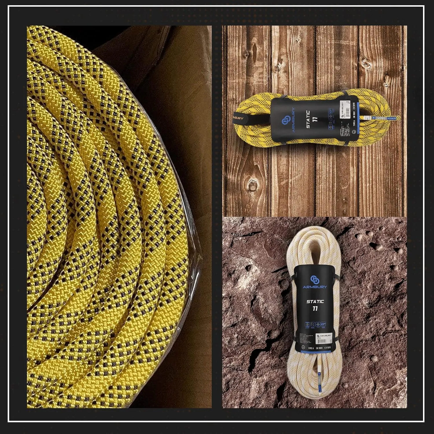 Static Climbing Rope - High Strength Single Climbing Safety Rope Ideal for Rescue Activities Caving Rappelling/Abseiling Hauling and Ascending (11x200,Yellow)