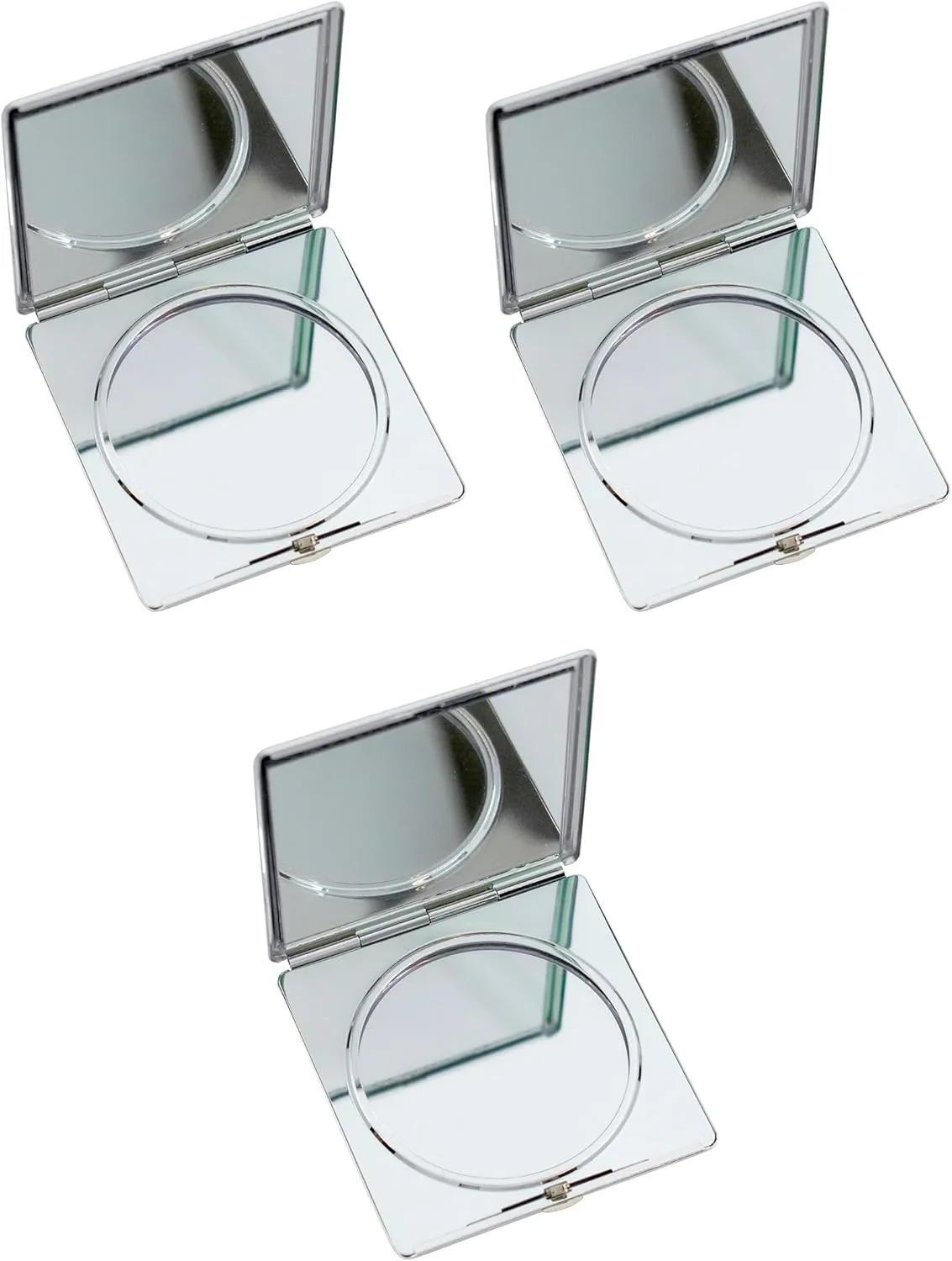 Stephanie Imports Set of 3 Double Sided Magnifying Square Compact Mirrors with Leatherette Insert (Brown)