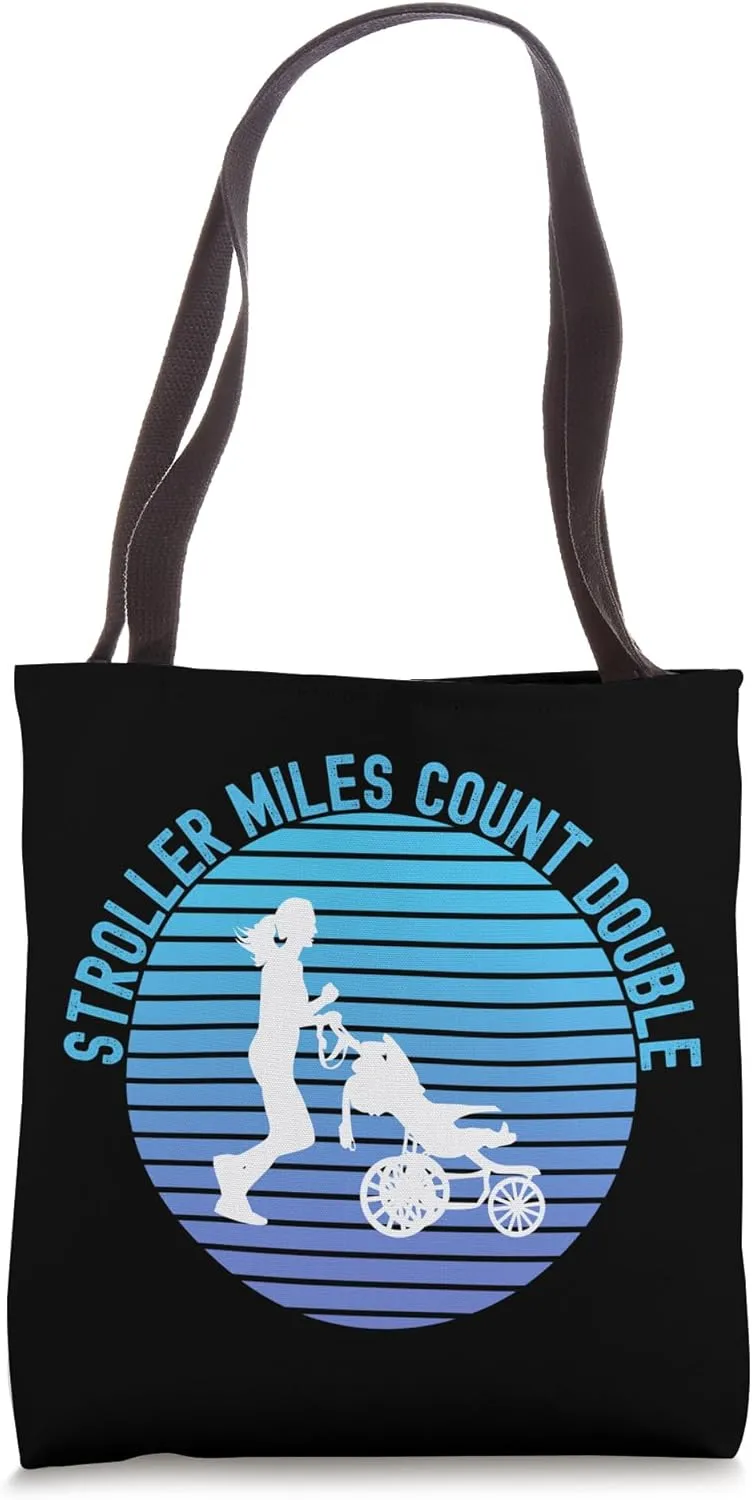 Stroller Miles Count Double Jogger Girl Baby Stroller Sunset Tote Bag
