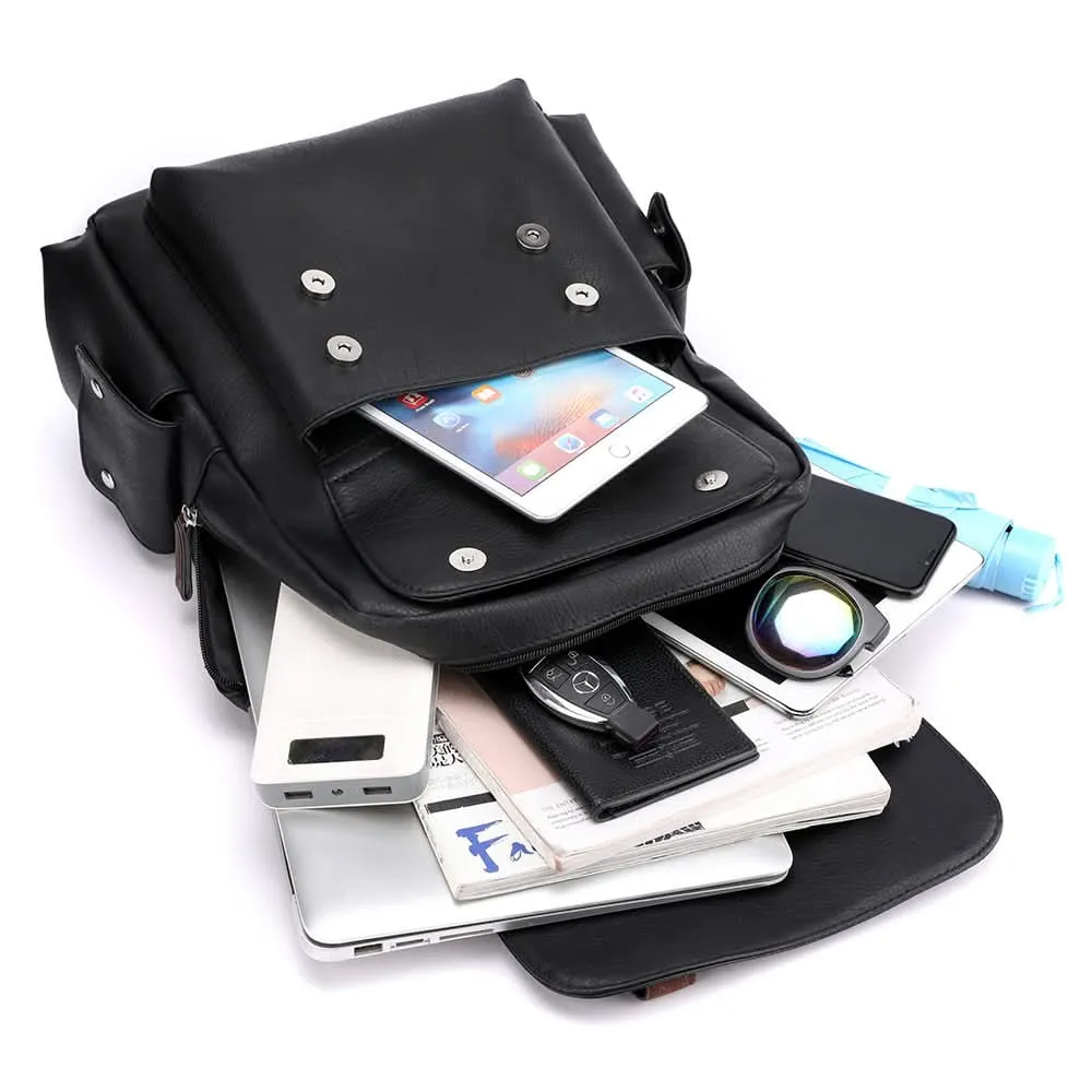 Stylish PU Leather Large Capacity Travel Backpack