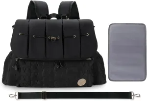 Stylish Waterproof Diaper Bag Backpack Nappy Changing Bag Travel Mummy Bag with Changing Pad & Single Shoulder Strap(Black)