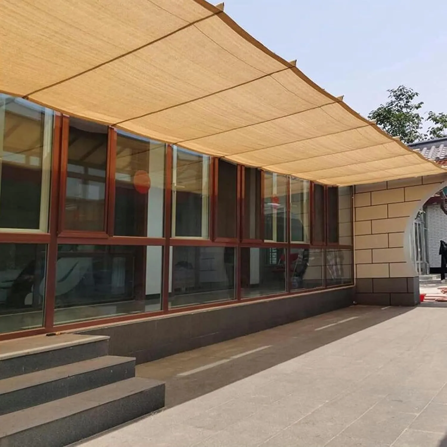 Sun Shade Sail, Retractable Wave Canopy Pergola Cover, 95% Sun Protection Permeable HDPE Shade Net, Outdoor Courtyard Garden Terrace Deck Wave Awning, More Beautiful