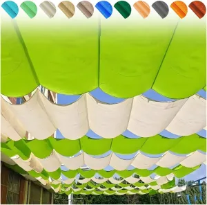 Sun Shade Sails, Retractable Wave Shade Sails, Sun/UV Protection Water Proof Pergola Shade Cover, Outdoor Canopy for Patio Deck Gazebo with Mounting Kit, Roof Awning