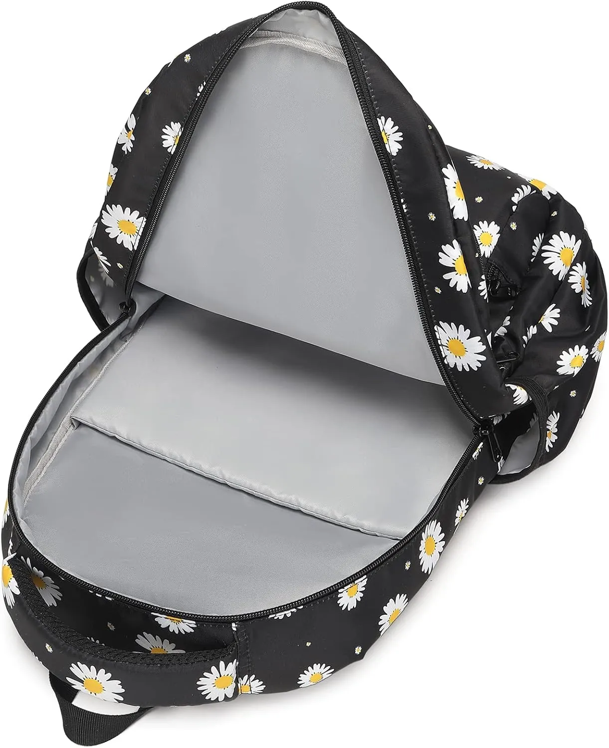 Sunborls Backpack for Girls Teens Girls Bookbag Lightweight High-Capacity Waterproof School Gifts for Lovely Small Daisy Flower 3pcs (Black)