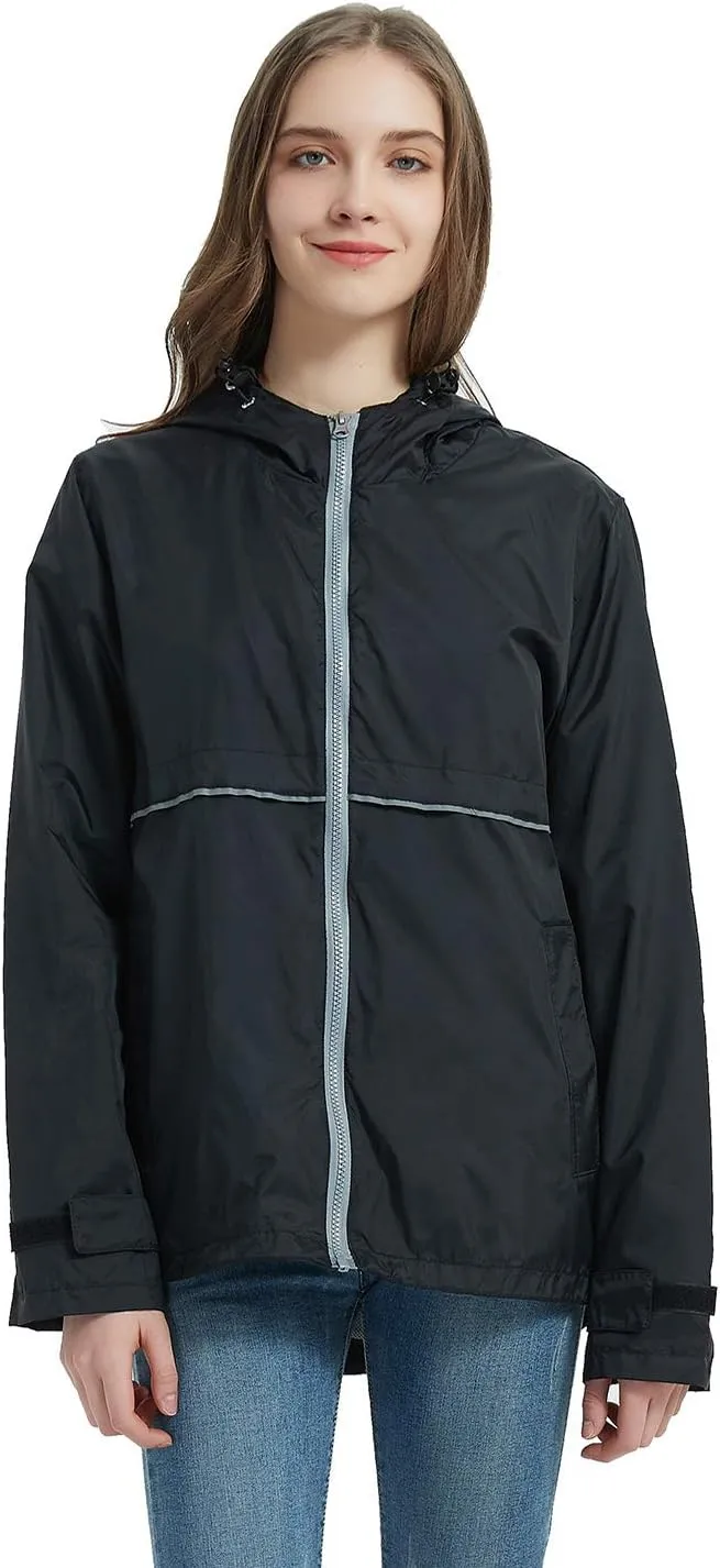 SUNDAY ROSE Women Rain Jacket Lightweight Waterproof Raincoat Hooded Windbreaker