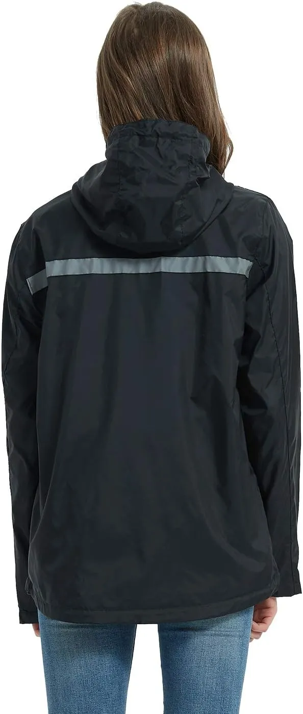 SUNDAY ROSE Women Rain Jacket Lightweight Waterproof Raincoat Hooded Windbreaker