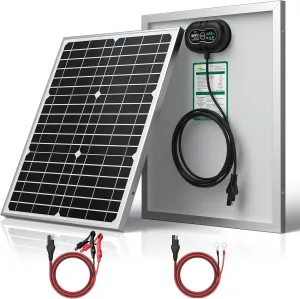 SUNER POWER 12V 20W Solar Battery Charger Maintainer PRO, Built-in UltraSmart MPPT Charge Controller, Waterproof 20 Watt Solar Panel Charging Kit for 12Volt AGM, Deep Cycle, Lead-Acid, Lifepo4 Battery