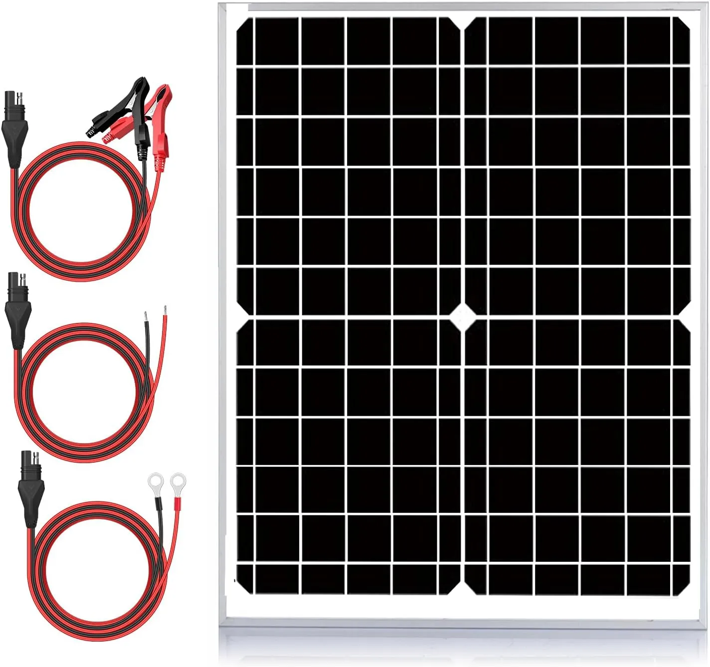 SUNER POWER 24V 20W Solar Battery Trickle Charger Maintainer, Built-in Smart MPPT Charge Controller, Waterproof 20 Watt Solar Panel Kits for 24 Volt Rechargeable Batteries