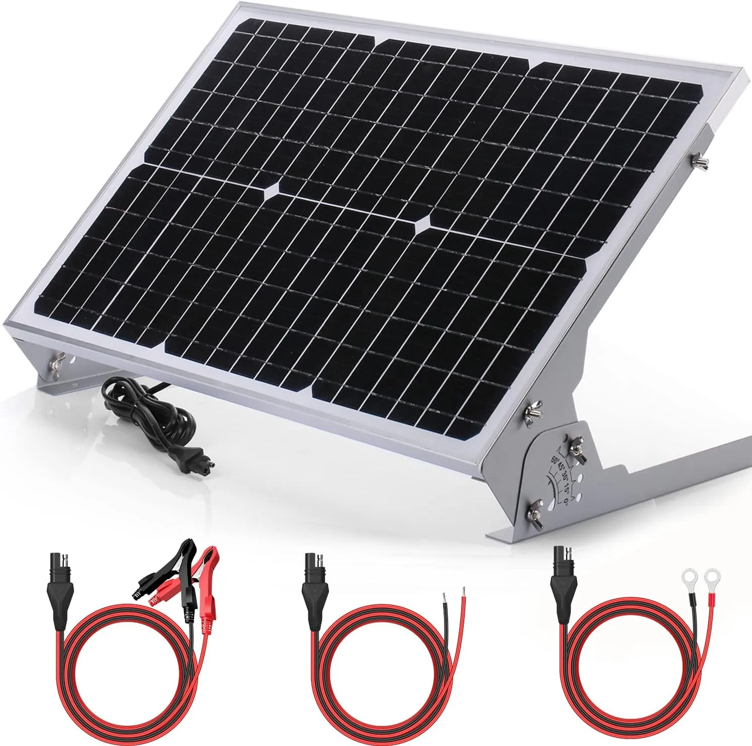 SUNER POWER 30W 12V Solar Battery Charger Maintainer, Built-in Smart MPPT Charge Controller, Adjustable Mount Bracket, Waterproof 30 Watt Solar Panel Kits for Car Automotive Boat Marine RV Trailer