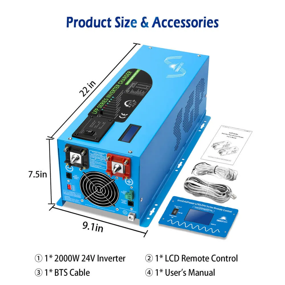 SunGold Power 3000W DC 24V Pure Sine Wave Inverter With Charger