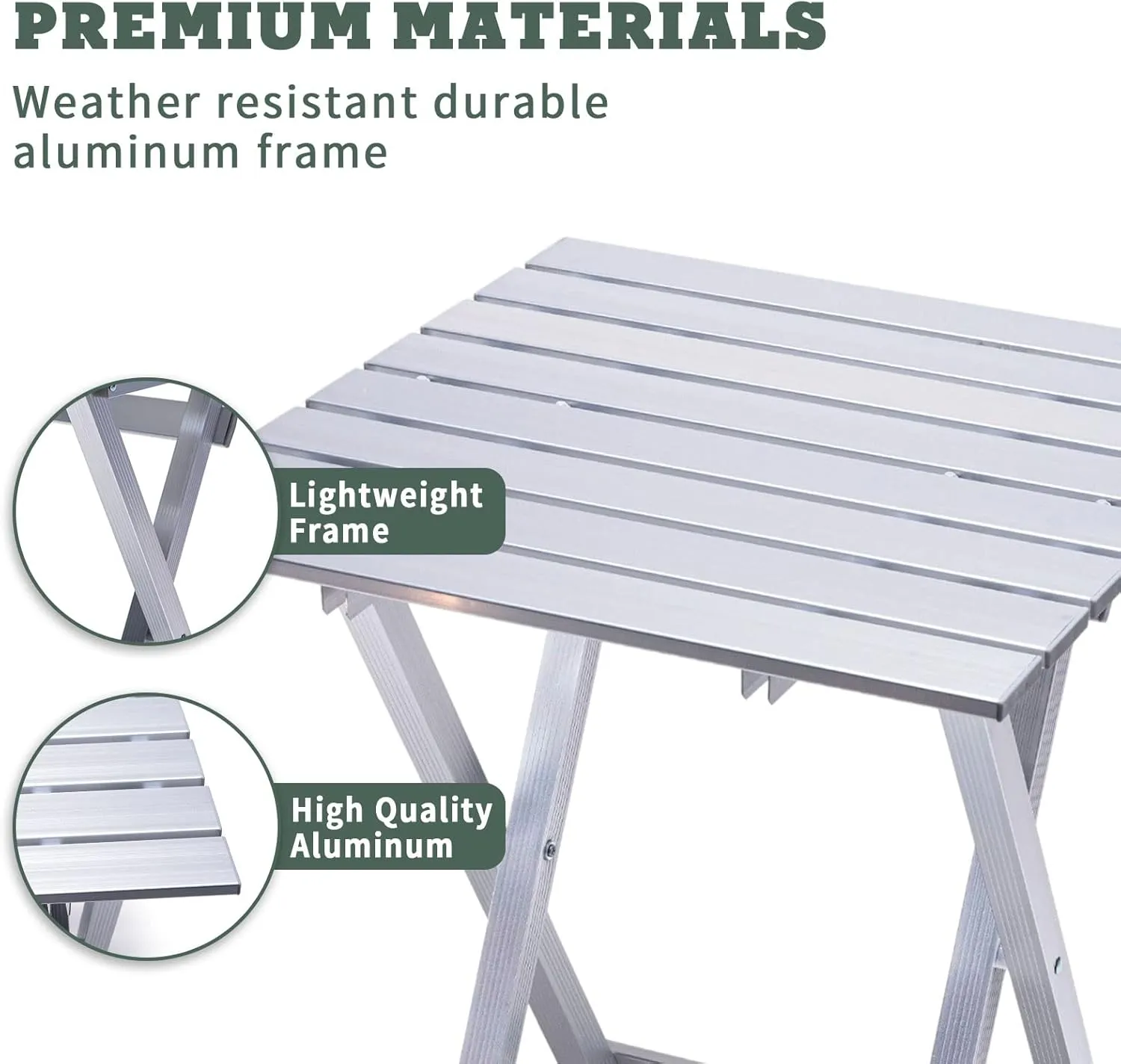 SUNNYFEEL Folding Camping Table - Lightweight Aluminum Portable Picnic Table, 18.5x18.5x24.5 Inch for Cooking, Beach, Hiking, Travel, Fishing, BBQ, Indoor Outdoor Small Foldable Camp Tables