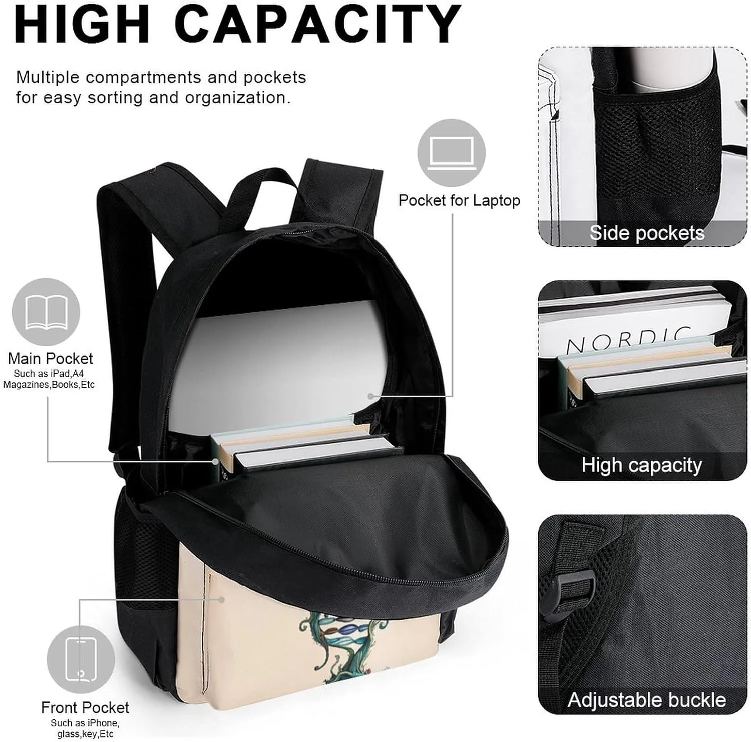 Supdreamc 3 Piece Daypack Dna Tree Of Life Art Travel Hiking Backpack Sets - Large Capacity Bookbag Lunch Bag Pencil Case for College Men and Women