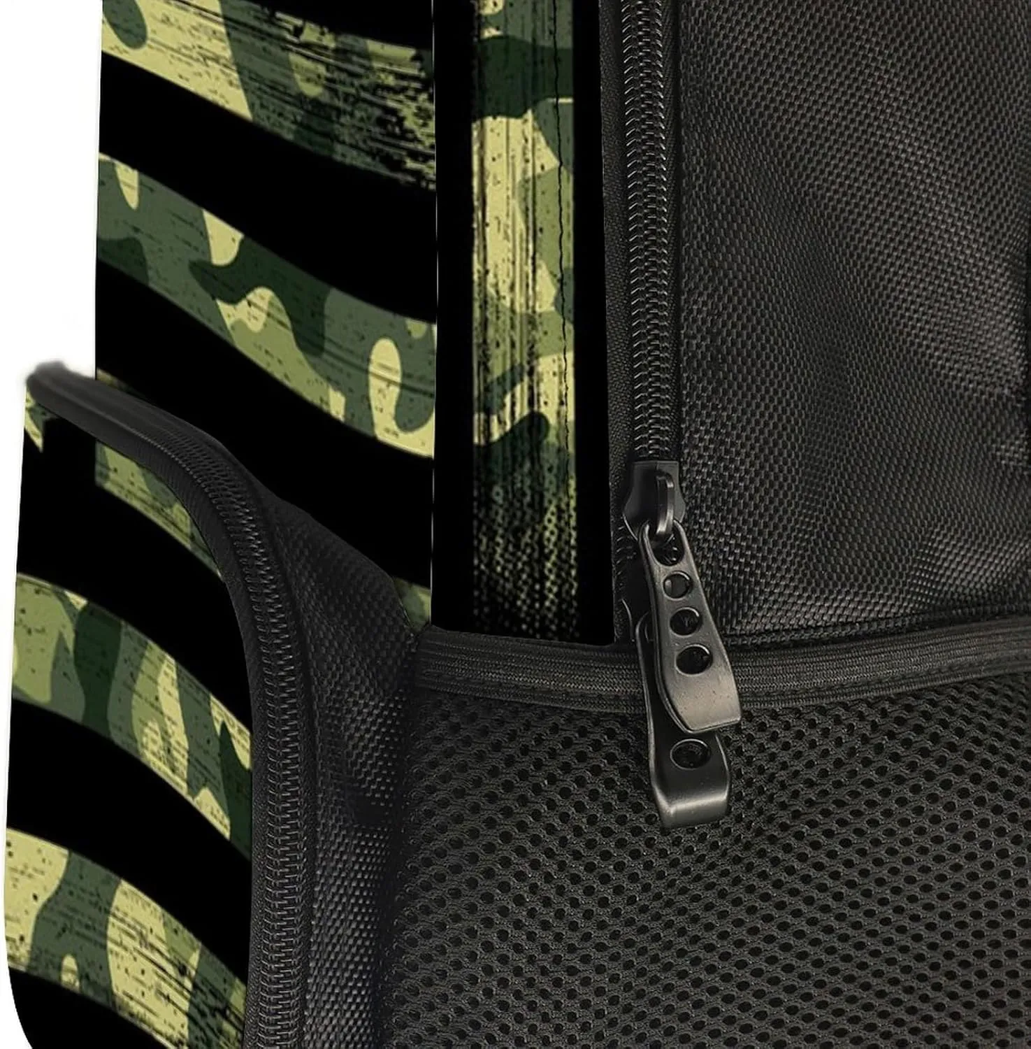 Supdreamc American Flag Patriotic Usa Green Camo Shoulder Book Bags Polyester Multipurpose Anti-Theft Carry On Bag Large Capacity Travel Hiking & Camping Rucksack