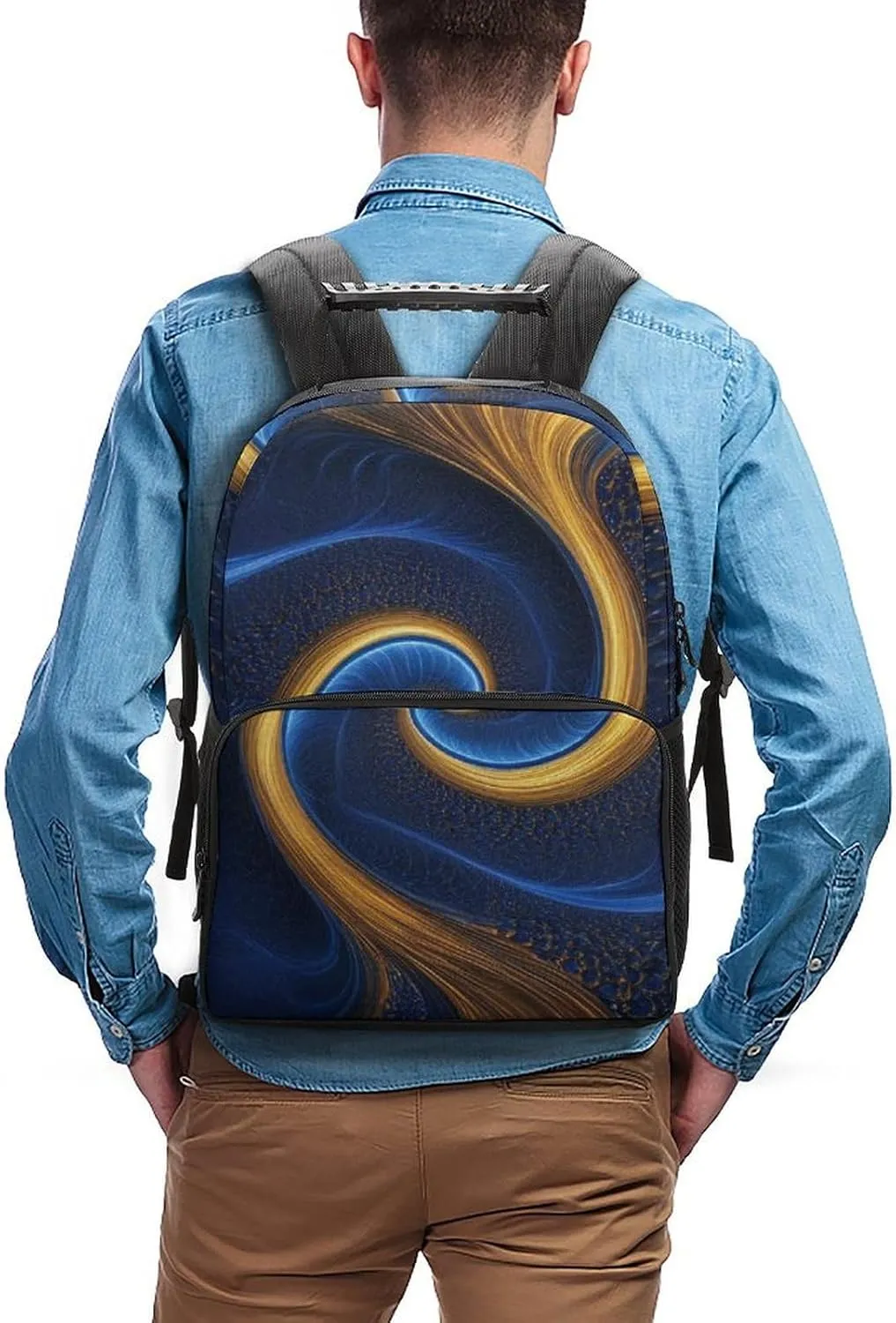 Supdreamc Blue Trippy Tie Dye Rucksacks Lightweight Multipurpose Anti-Theft Shoulder Bag Large Capacity Business Computer Bag With Smooth Zippers