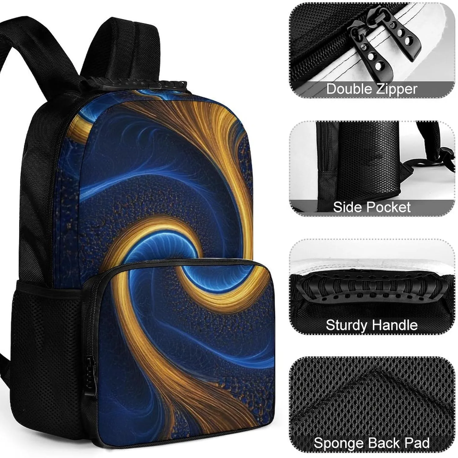 Supdreamc Blue Trippy Tie Dye Rucksacks Lightweight Multipurpose Anti-Theft Shoulder Bag Large Capacity Business Computer Bag With Smooth Zippers