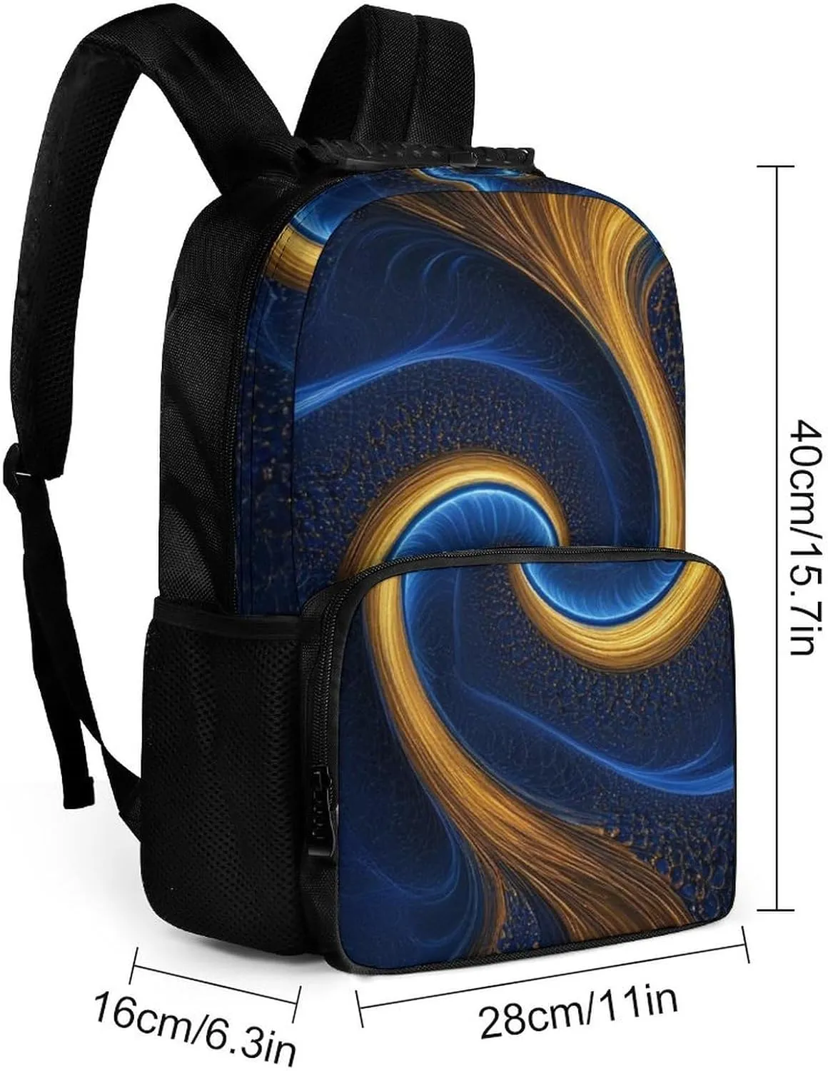 Supdreamc Blue Trippy Tie Dye Rucksacks Lightweight Multipurpose Anti-Theft Shoulder Bag Large Capacity Business Computer Bag With Smooth Zippers